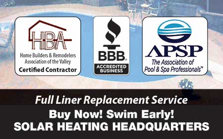 Pool Dealer - HBA Certified Contractor, BBB Accredited Business, APSP - Full Liner Replacement Service - Solar Heating Headquarters