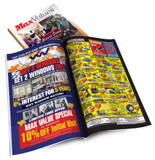 MaxValues direct mail magazine is distributed throughout Cleveland and Akron, Ohio - direct mail marketing consultants